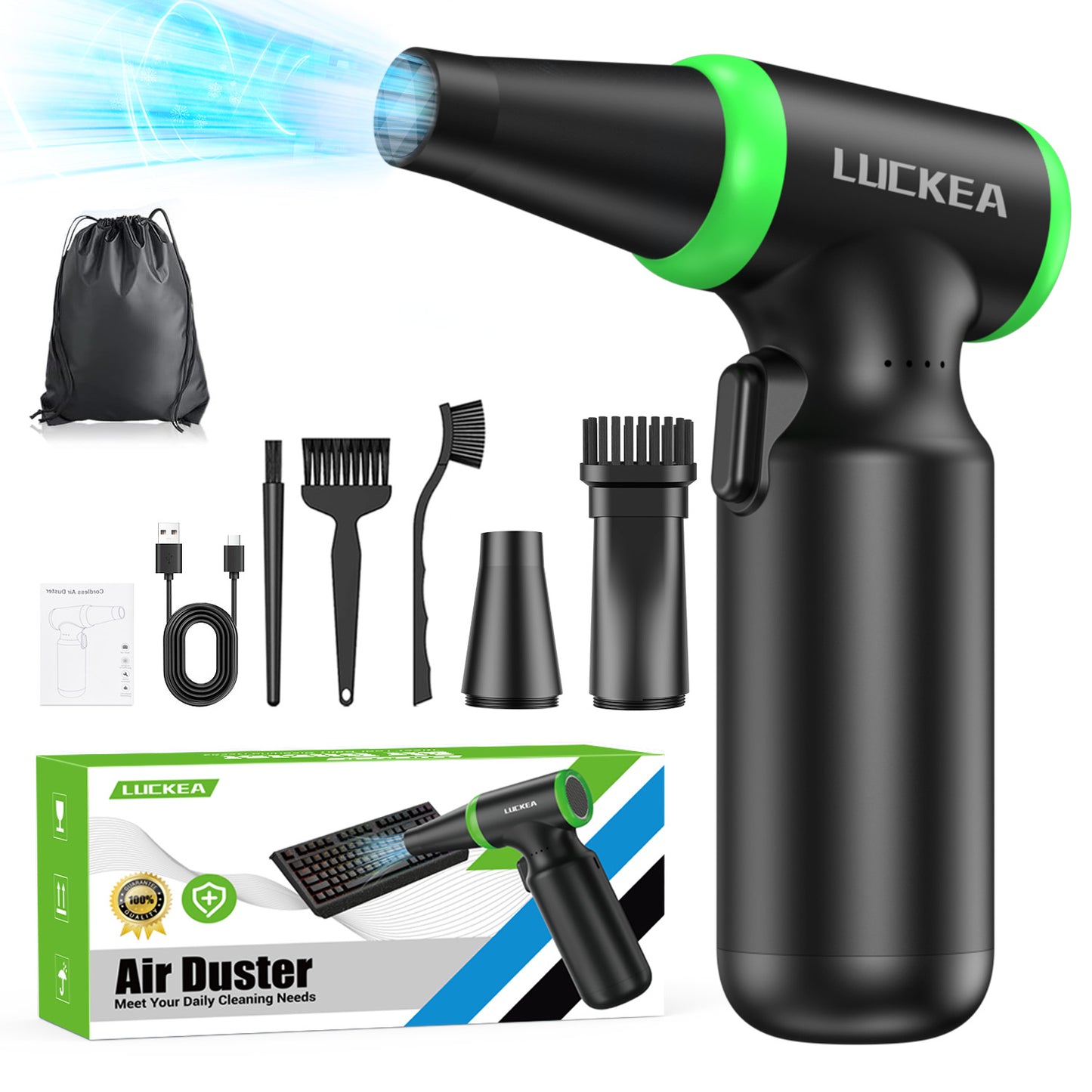 Elektrische Staubgebläse Druckluftspray für PC Reinigung - 3-Gang Air Duster 130000 U/min, Mini-Gebläse, Staubgebläse für Tastatur, Outdoor, Haus und Auto, Compressed Air Luftdruckspray