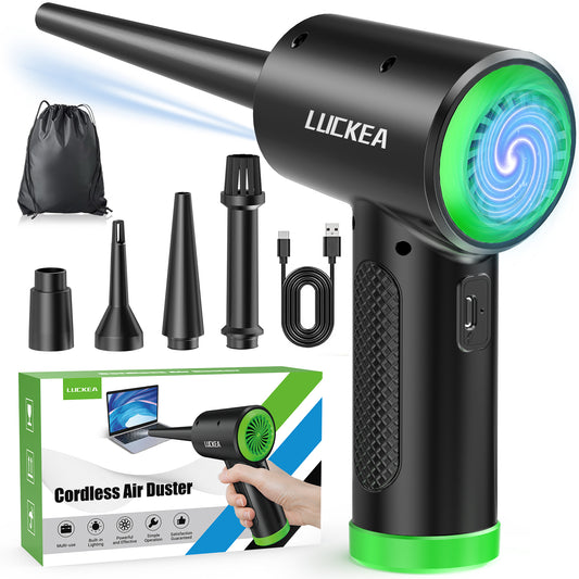 Aire Comprimido Limpieza PC - Soplador de Aire para PC con Luz LED, Soplador de Aire Potente 3 Velocidades, Soplador de Polvo para PC, Teclado, Plumero Electrico para PC, Compressed Air Duster