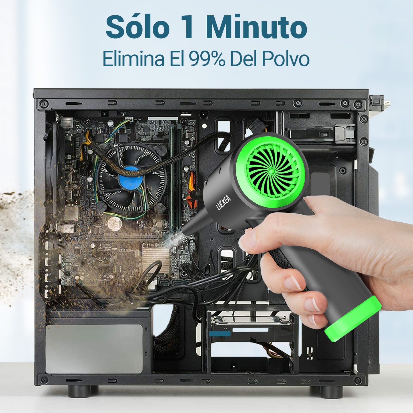 Aire Comprimido Limpieza PC - Soplador de Aire para PC con Luz LED, Soplador de Aire Potente 3 Velocidades, Soplador de Polvo para PC, Teclado, Plumero Electrico para PC, Compressed Air Duster