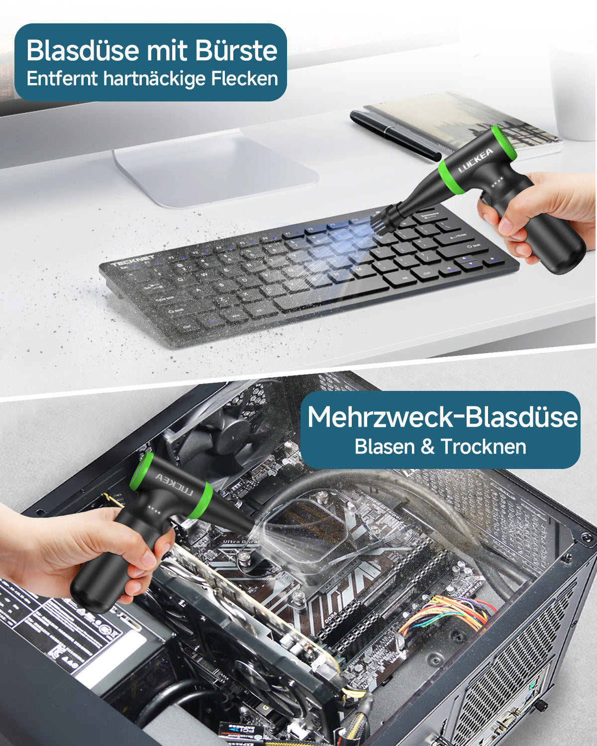 Elektrische Staubgebläse Druckluftspray für PC Reinigung - 3-Gang Air Duster 130000 U/min, Mini-Gebläse, Staubgebläse für Tastatur, Outdoor, Haus und Auto, Compressed Air Luftdruckspray