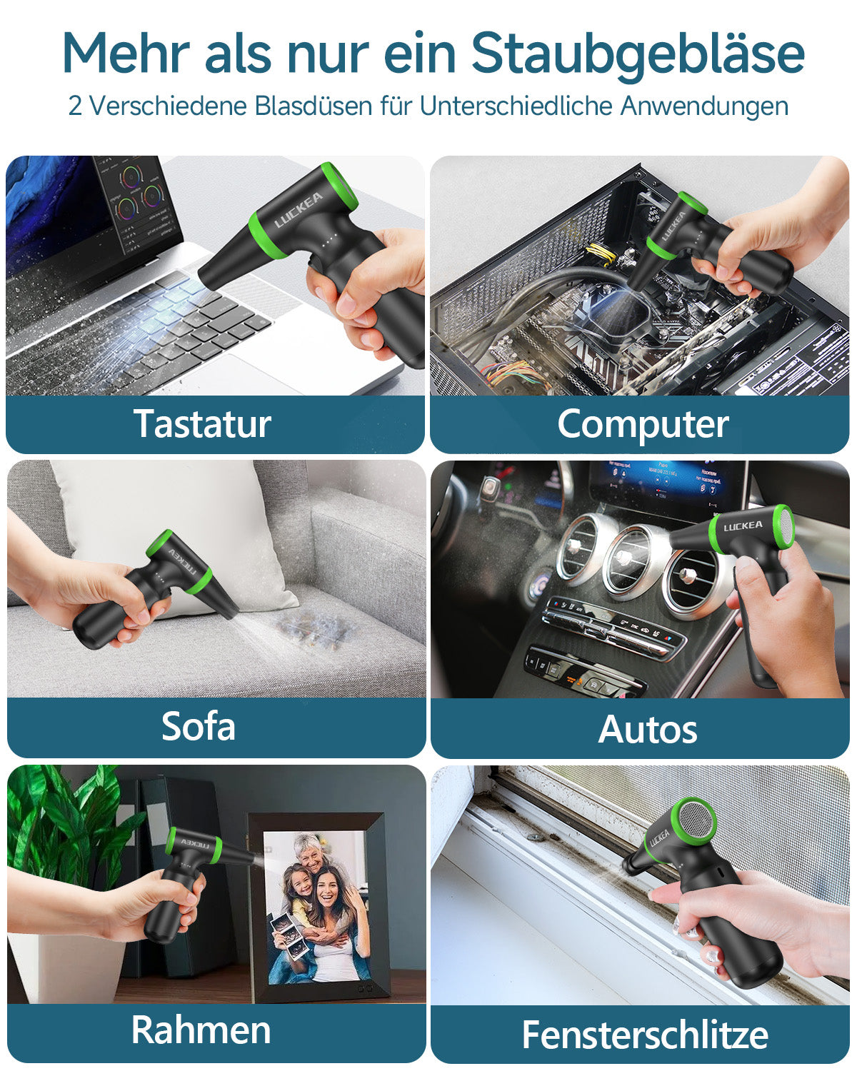 Elektrische Staubgebläse Druckluftspray für PC Reinigung - 3-Gang Air Duster 130000 U/min, Mini-Gebläse, Staubgebläse für Tastatur, Outdoor, Haus und Auto, Compressed Air Luftdruckspray